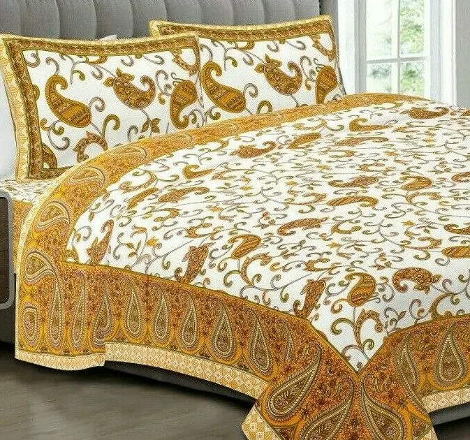 New Double Bedsheet with 2 Pillow Covers Floral Cotton Printed Jaipuri High Classical Finishing handmade Bed Sheet