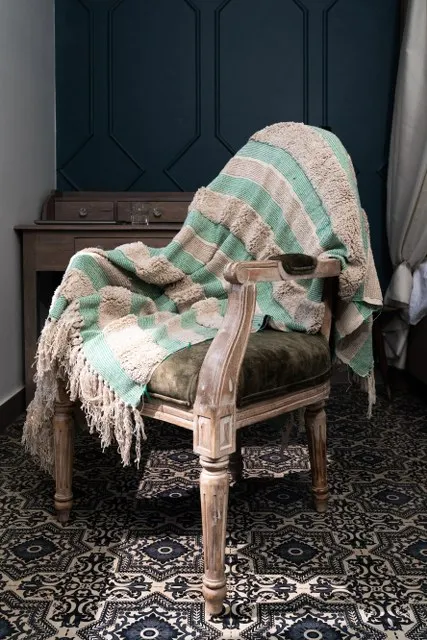 Bohemian Hand Tufted Cotton Throw Blanket Picnic Throw Ethnic Decor Sofa Throws