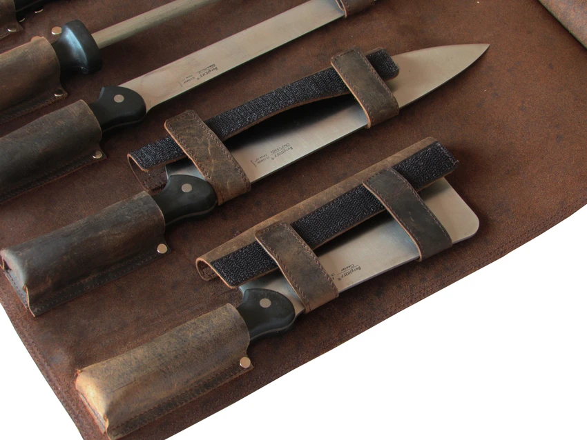 Профессиональный кожаный кухонный нож ручной работы рулон сумок шеф-повара средний коричневый ширина 3 дюйма высота 5 дюймов удерживает длину 18 CE