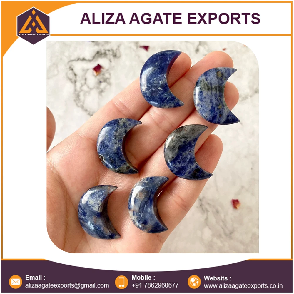 Wholesale Price Natural Crystals Carving Crafts Sodalite Small Crystal Moon And Star For Decoration And Healing