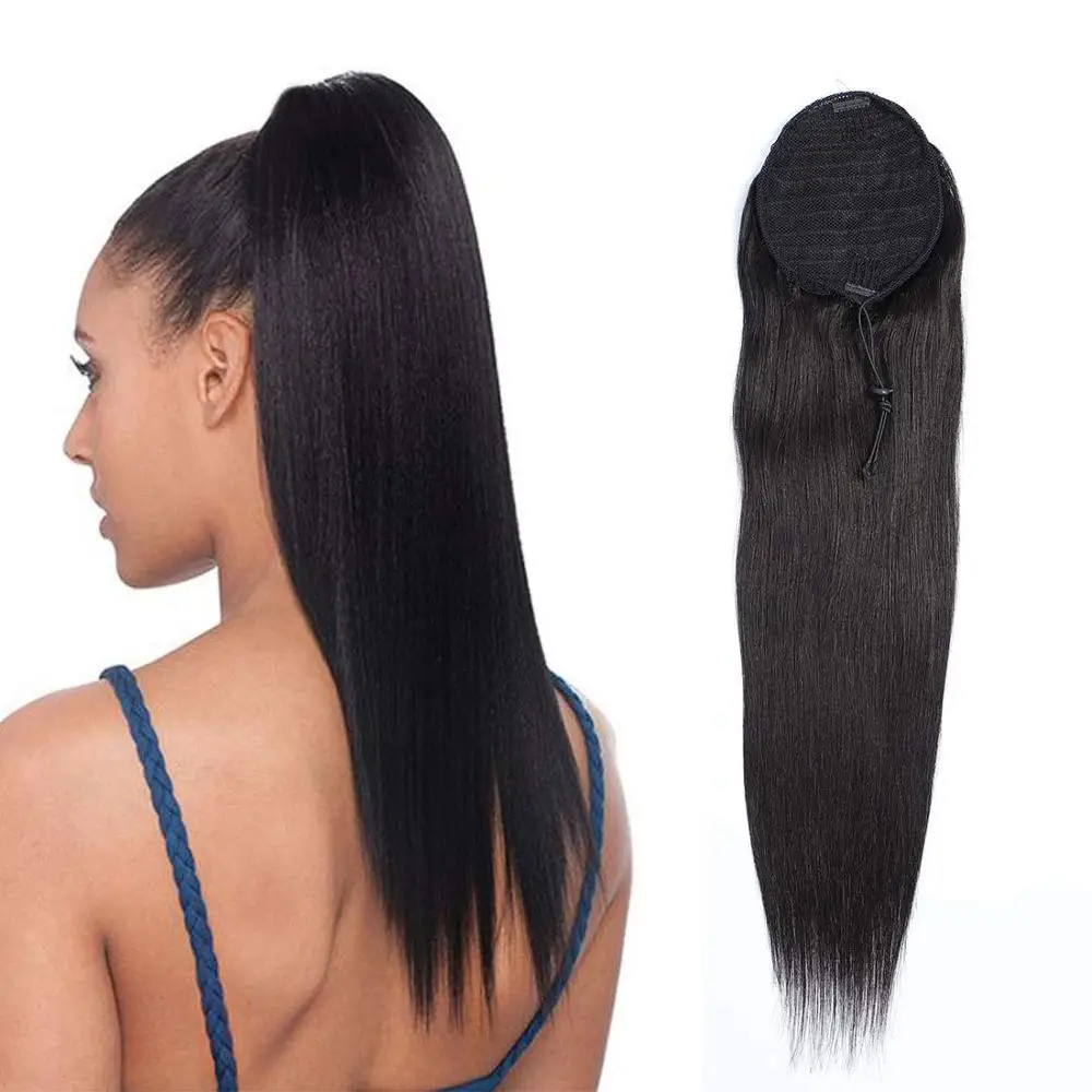 Wholesale Afro kinky curly drawstring Ponytail hair extension for black women,raw virgin natural color remy human Hair