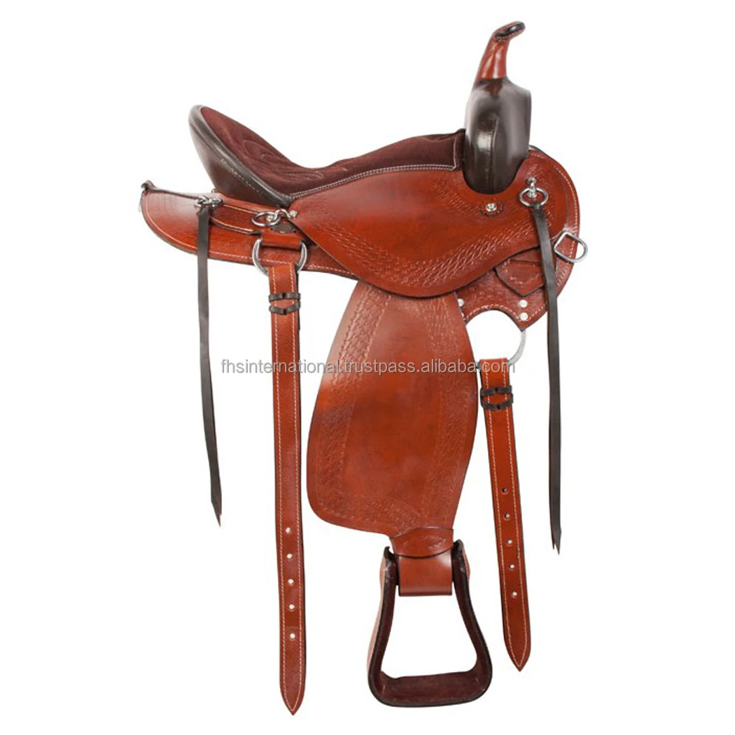 Best Quality - Western Horse Saddle - Deep Seat - Round Skirt- Fiber Glass Tree