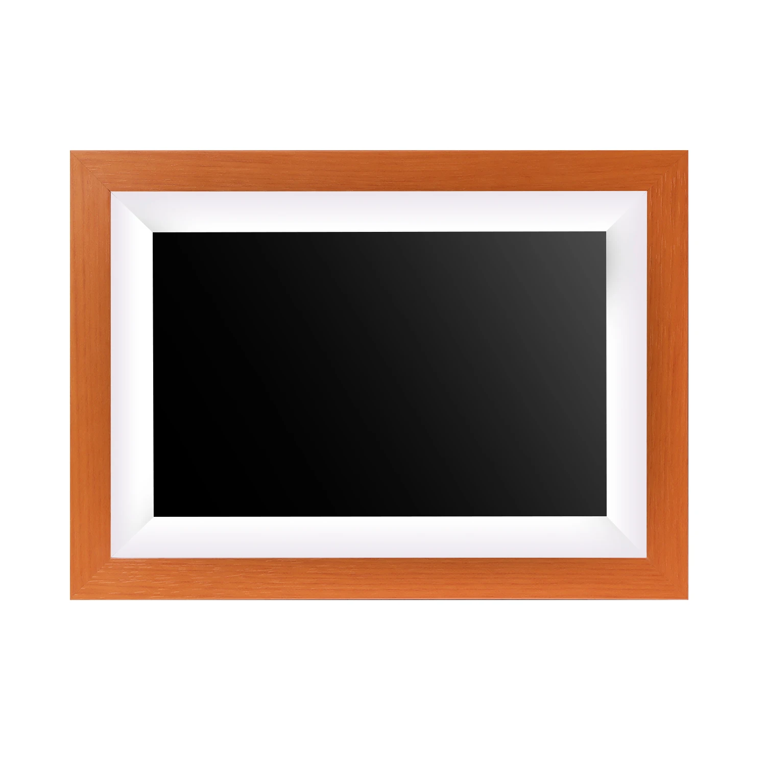 Тип B апельсиновым древесины границы цифровая фоторамка, совместимый с 10,1 дюймов высокой четкости ЖК-дисплей с сенсорным экраном, Wi-Fi, дистанционное управление