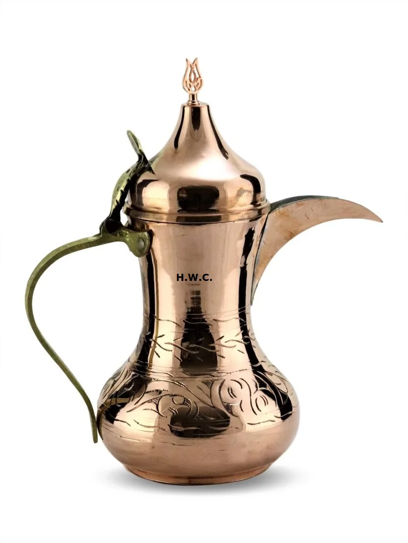Copper Dallah Arabic Teapot For Coffee Serving Middle Eastern and Turkish Style New Classic Design Dallah Manufacturer.