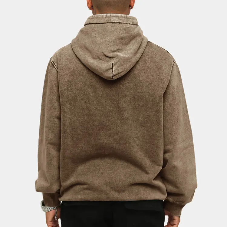 2021 winter newest design clothing custom 100% cotton plain blank pullover vintage hoodie brown washed hoodie men