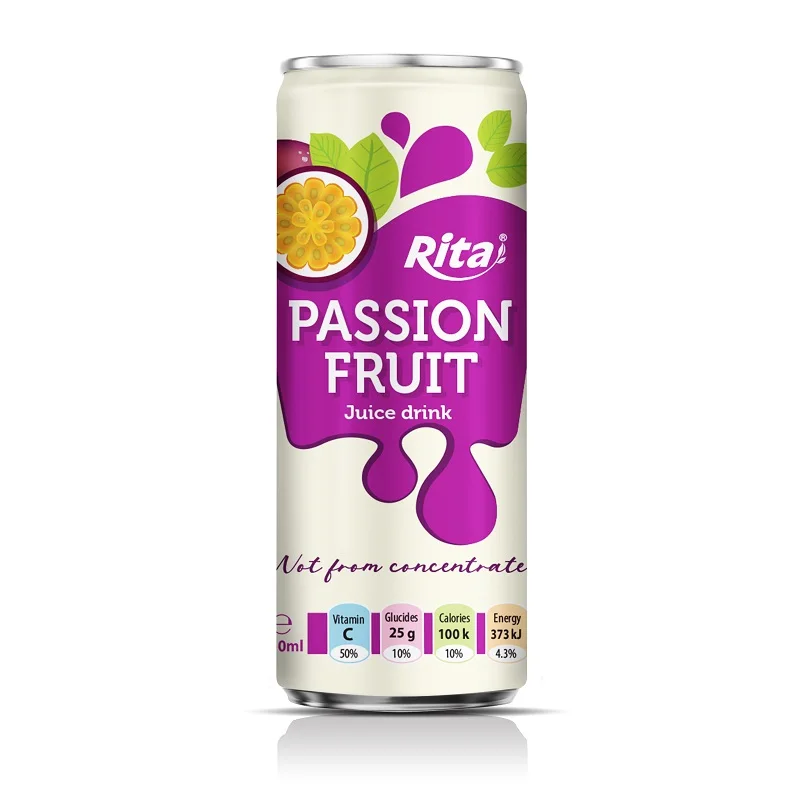 New Design 250ml Aluminum NFC Beverage Passion Fruit Juice from Vietnam with Good Taste Energy Boosting Juice Drink Water Based