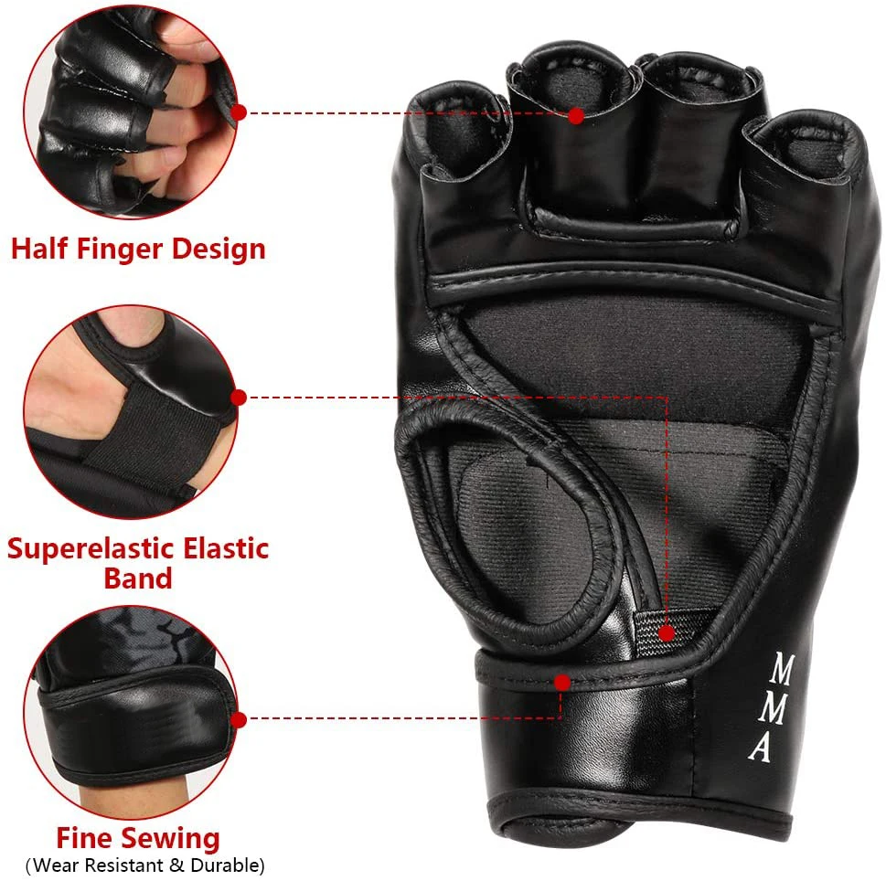 Суперсентябрь предложение боксерские перчатки с принтом скелета для смешанных боевых искусств ремешком на запястье и защитой костяшек кожаный материал по низкой цене