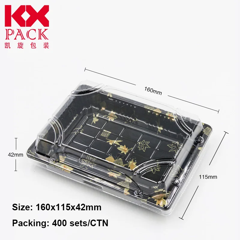 Best Selling Box Plastic Packaging Manufacturer Black Sealed Buckle Food Sushi Take Out Container