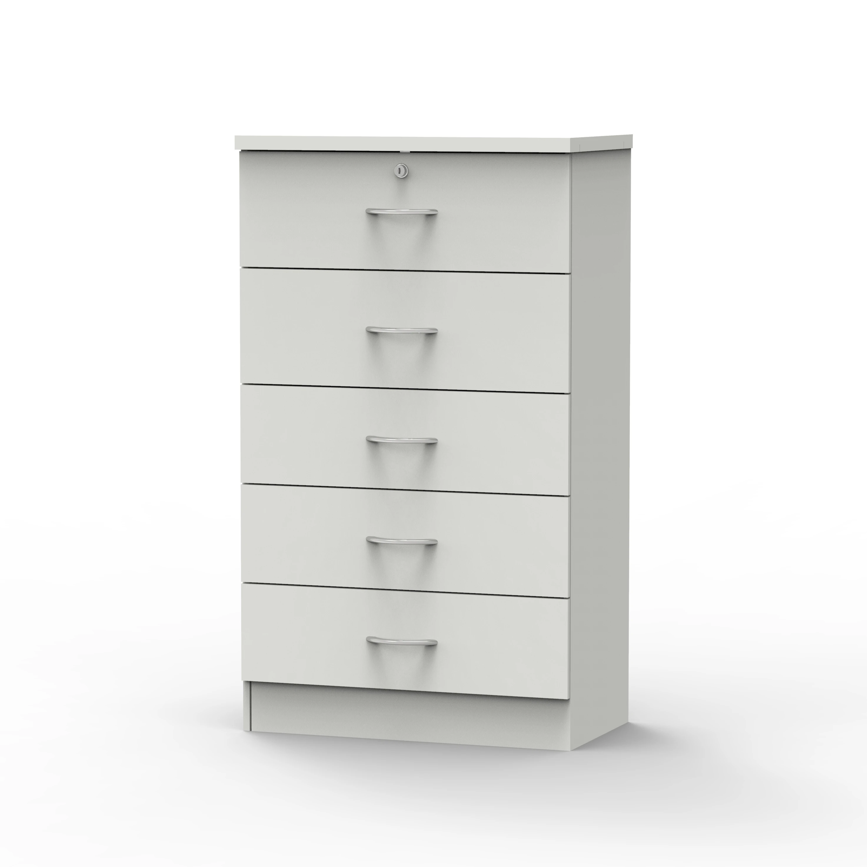5-Drawer Chest of Drawers for Bedroom Living Room Kids Made in Malaysia Wood Top Cabinet With Lock