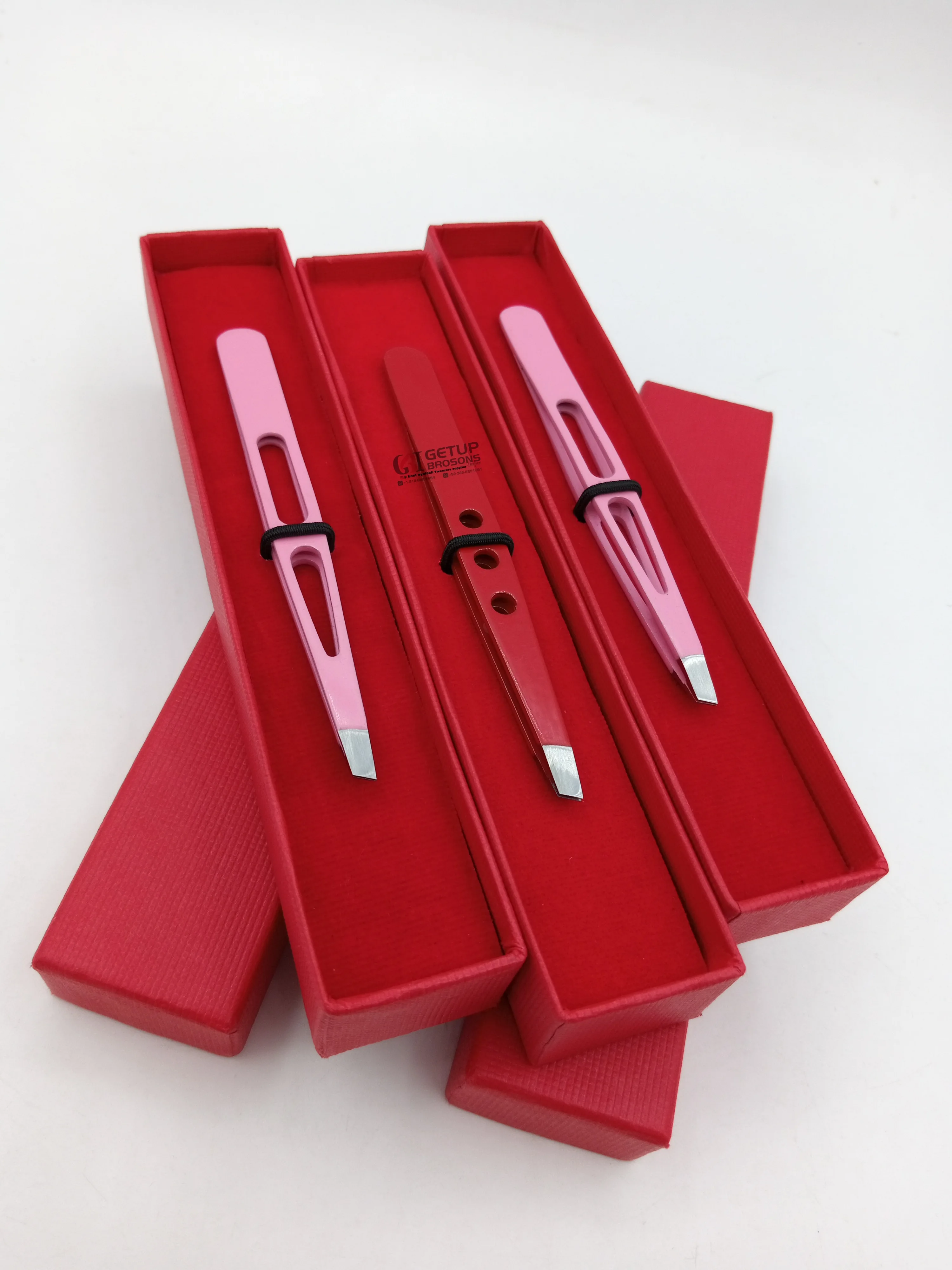 Professional Quality Product Different Colors Powder Coating Eyebrow Extension Tweezers Stainless Steel Silver Tip Beauty Tools