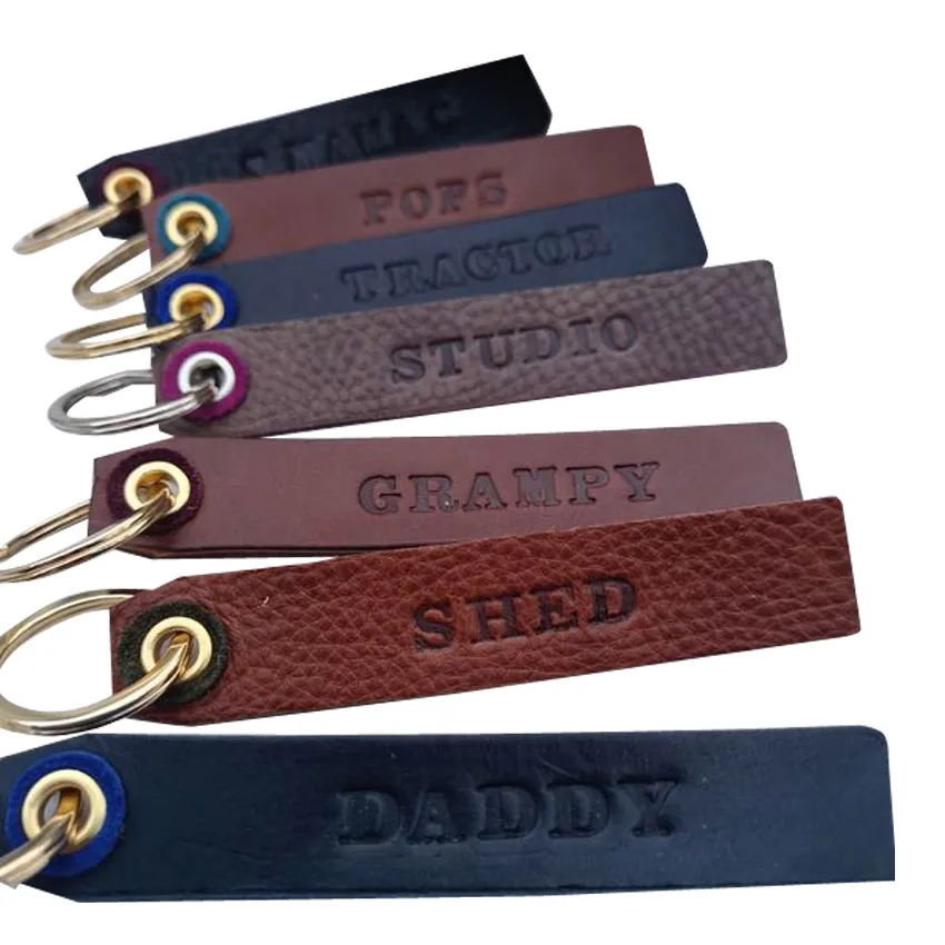 personalized PU leather debossed company logo leather key tags