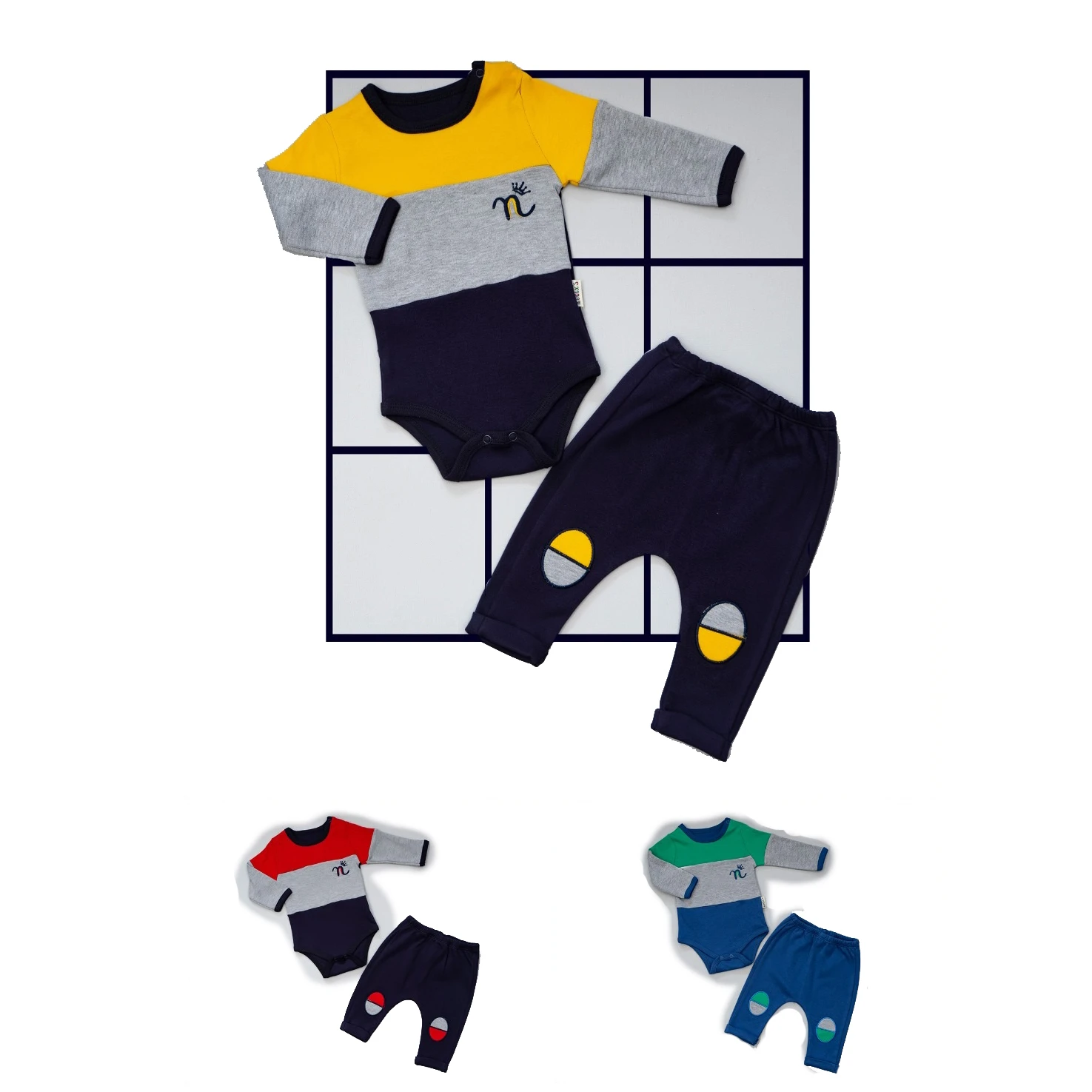 Горячая распродажа! Уникальный комплект из 2 предметов с вышивкой для маленьких мальчиков, весеннее Мягкое хлопковое детское боди, комплект одежды от бренда Necix