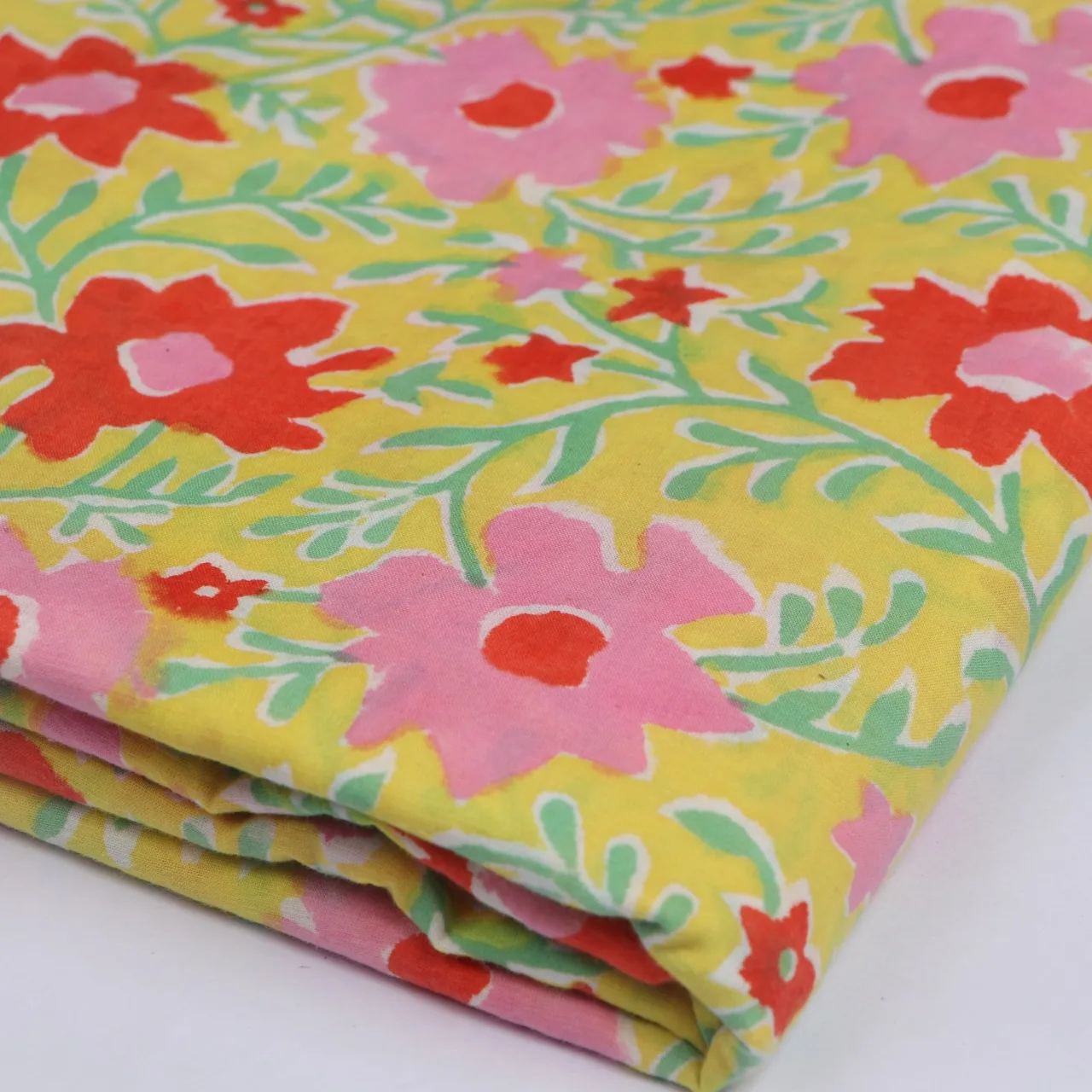 Hand block Printed Luxury Cotton Print Fabric Flower Print Plain and Pattern Cotton Fabric For Baby and Women