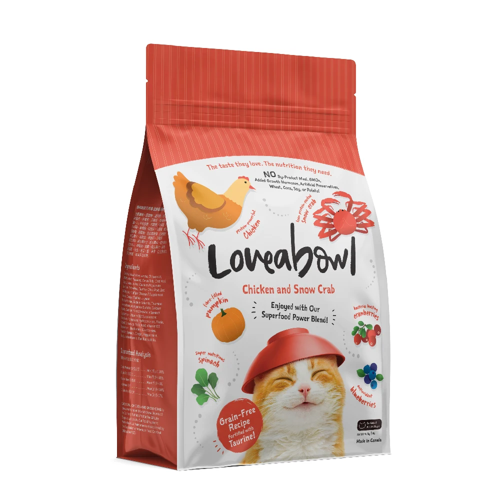 
Loveabowl Brand 2.20LB Cat Dry Food Canada Origin Low Fat High Protein Chicken Snow Crab Healthy Bones Cat Food 
