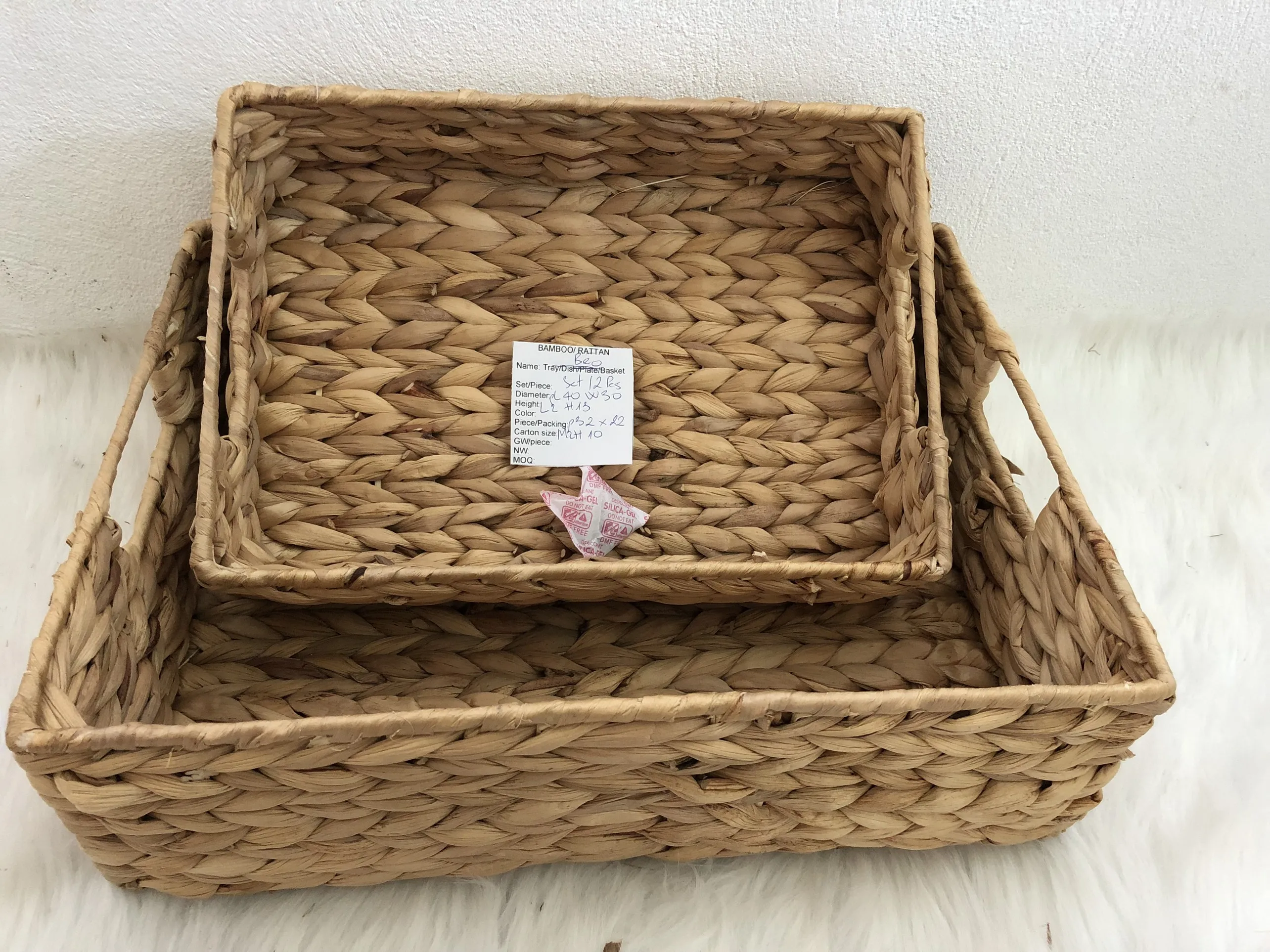 2021 Hyacinth Basket Set 2 Pcs Hand woven Storage Basket Eco friendly Hyacinth Storarage Basket for Home Decor OEM ODM