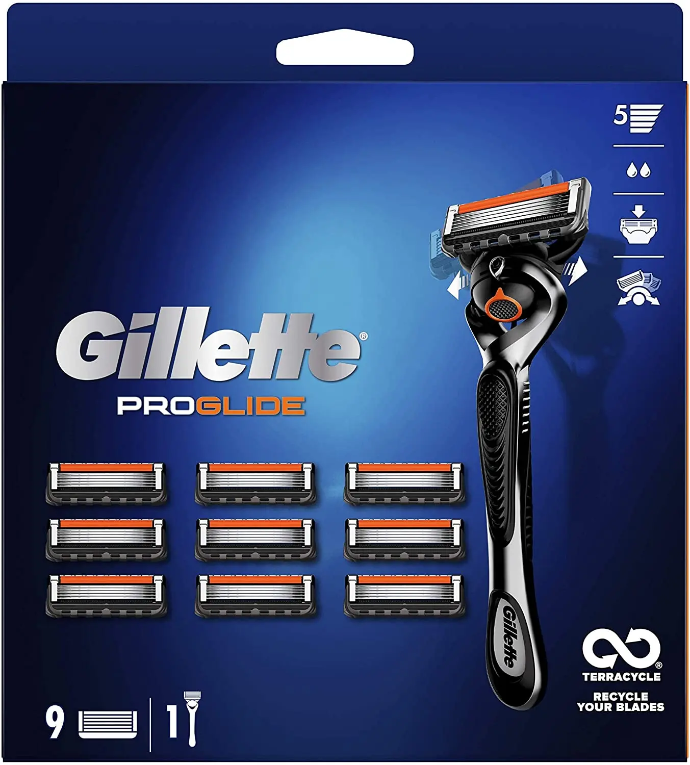 Roll over image to zoom in Gillette ProGlide Razor Blades Men Pack of 24 Razor Blade Refills with Precision Trimmer, 5 Anti-Fri