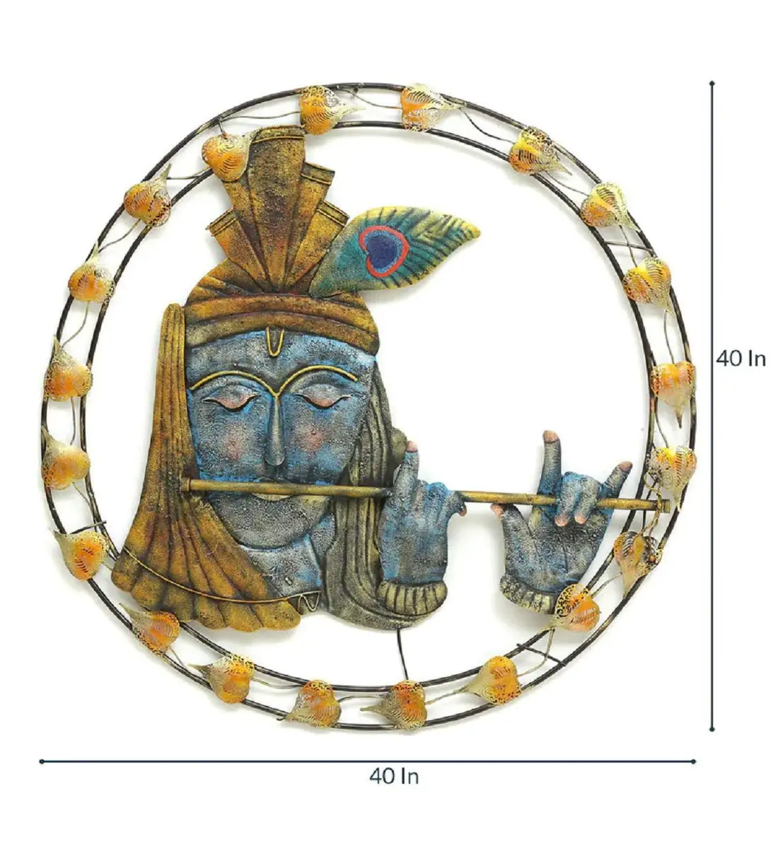 HOT SELLER BLUE KRISHNA IN RING Antique Vintage  unique art multicolor for wall decoration modern metal art home wall decoration