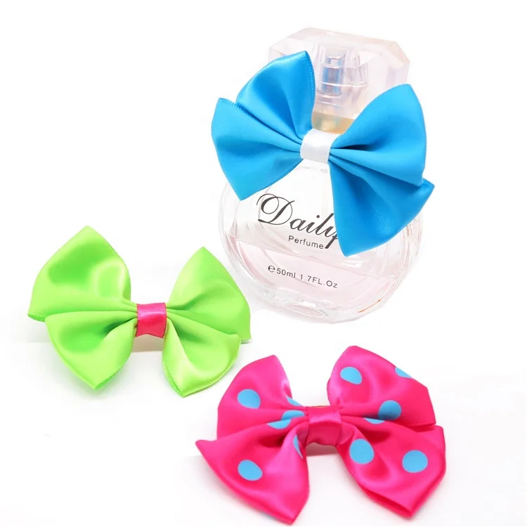 Satin 10mm bottle gift pack ribbon bow tie with elastic loop for perfume bottle