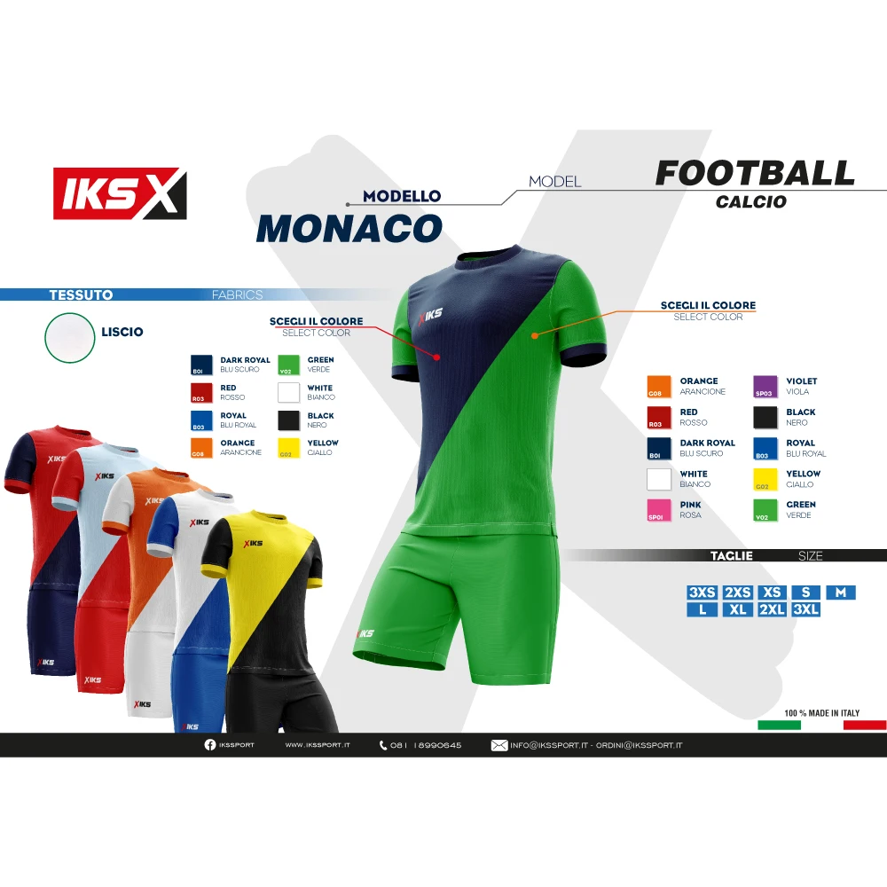 Лучший итальянский мужской спортивный костюм, комплект для футбола с сублимационной печатью-модель Монако, сублимированная