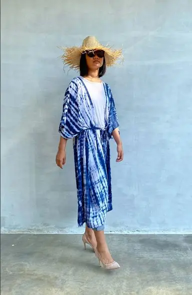 Kimono Beach Cover Up With Trim Detail Open Front Beach Wear Beach Cover Up Red Trim Kimono Cover Up  Kimono Blouse