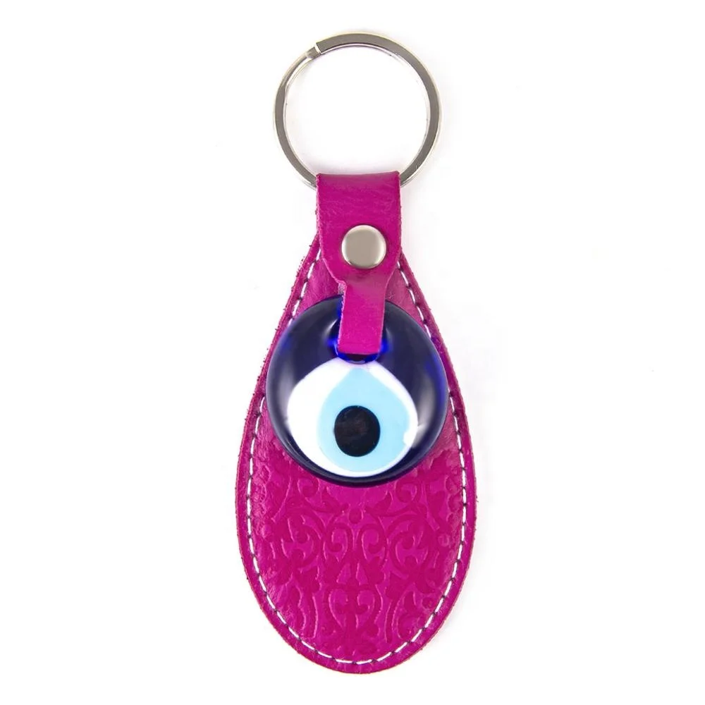 Evil Eye Beaded Imitation Leather Key Chain From Turkey