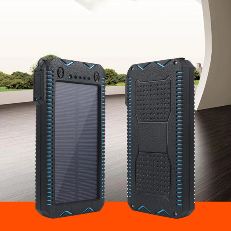 Faman Cell Phone Charger Waterproof Portable Solar Power Bank 10000mah LED Light Solar Charger