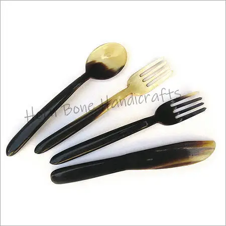 High Quality Buffalo Horn Spoon Natural Handmade Ox Horn Salad Server Cutlery Set Kitchenware And Restaurants Spoon Set