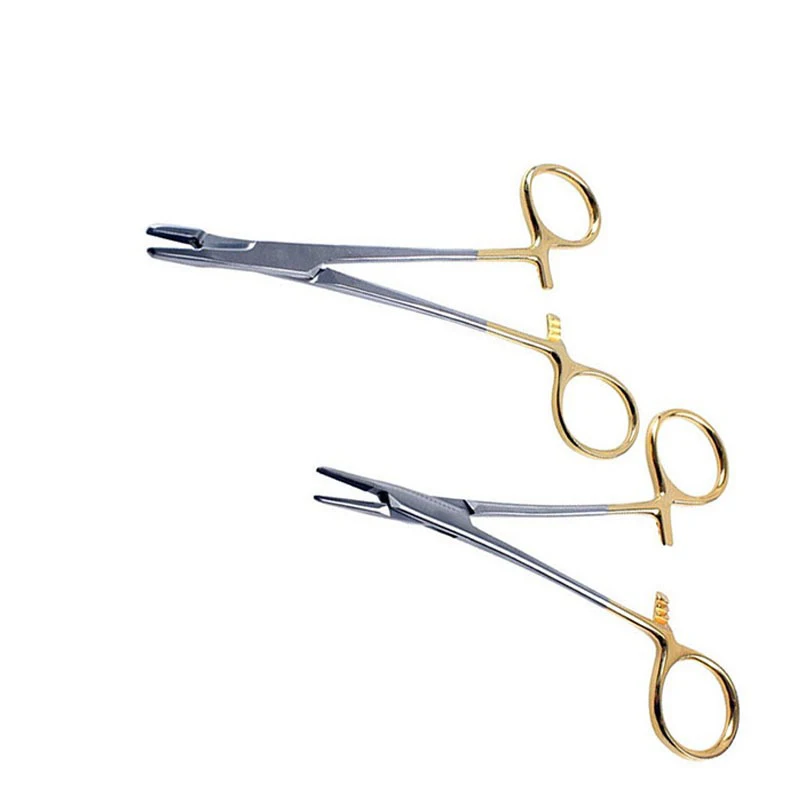  Игольчатый держатель TC с золотистой ручкой и ножницами игольчатый зажим хирургический шовный инструмент для встраивания щипцы двойной хирургии век
