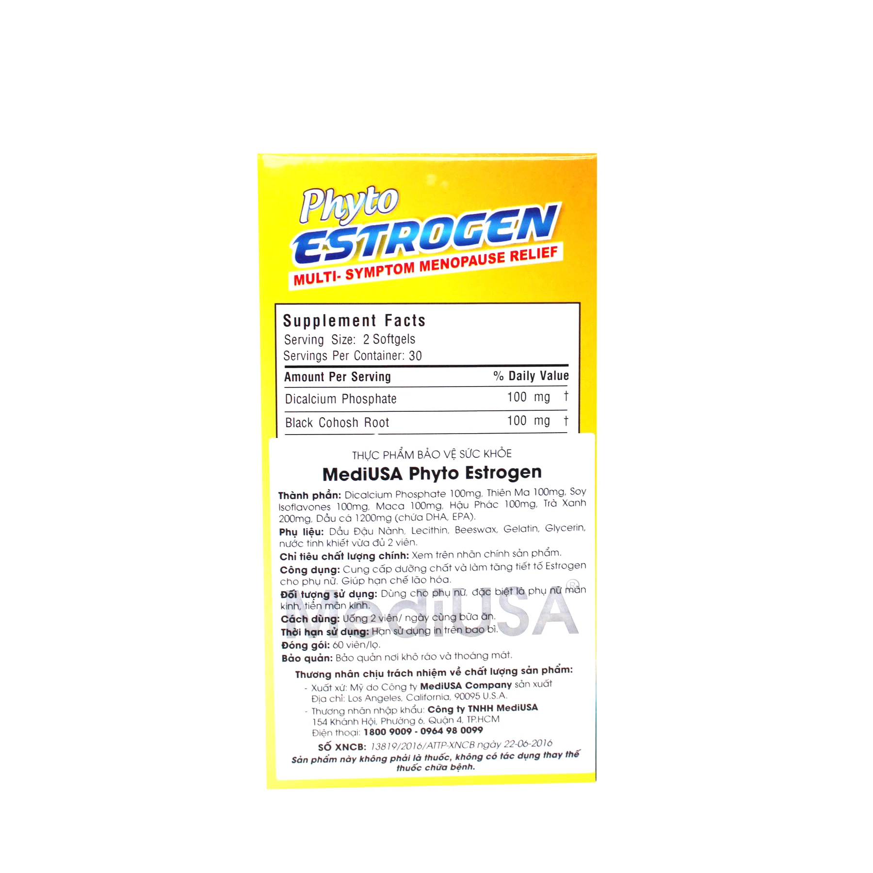
Phyto Estrogen - Medi USA - Bottle of 60 Capsules - Balancing Female Hormones 