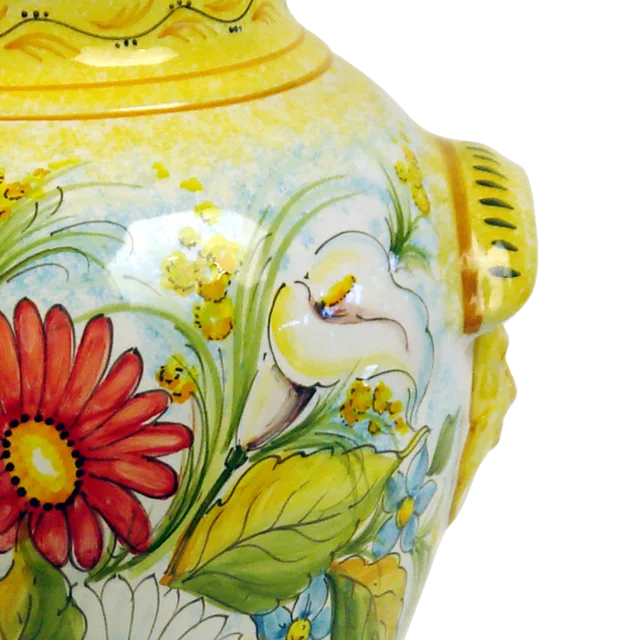 Handmade italian pottery flower home decoration ceramic jar