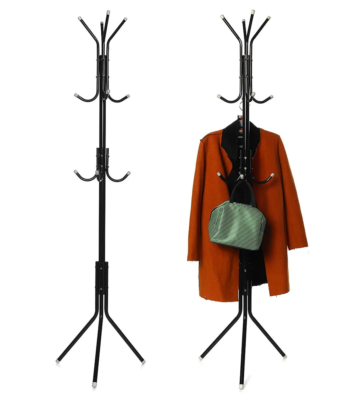 Coat Rack with 12 Hooks 5.6ft Clothes Metal Hanger Easy Assembly Hat Free Standing Stand