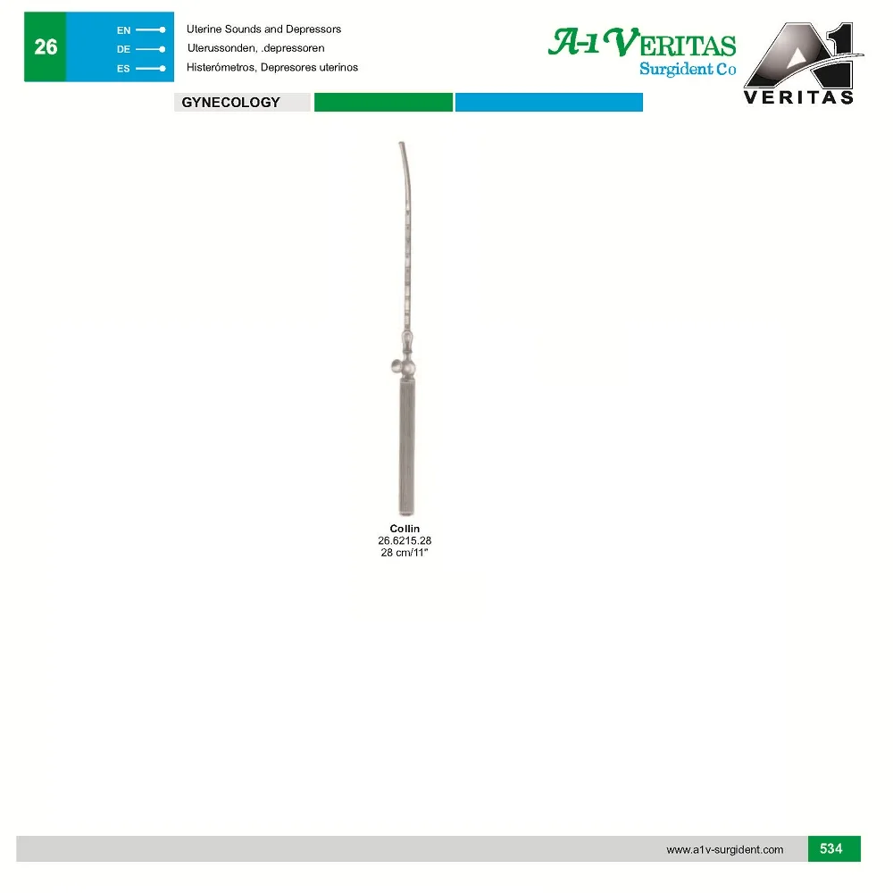Лучшее Качество Collin матки звуки, акушерское и гинекологическое оборудование/инструменты для многоразового использования, нержавеющая сталь