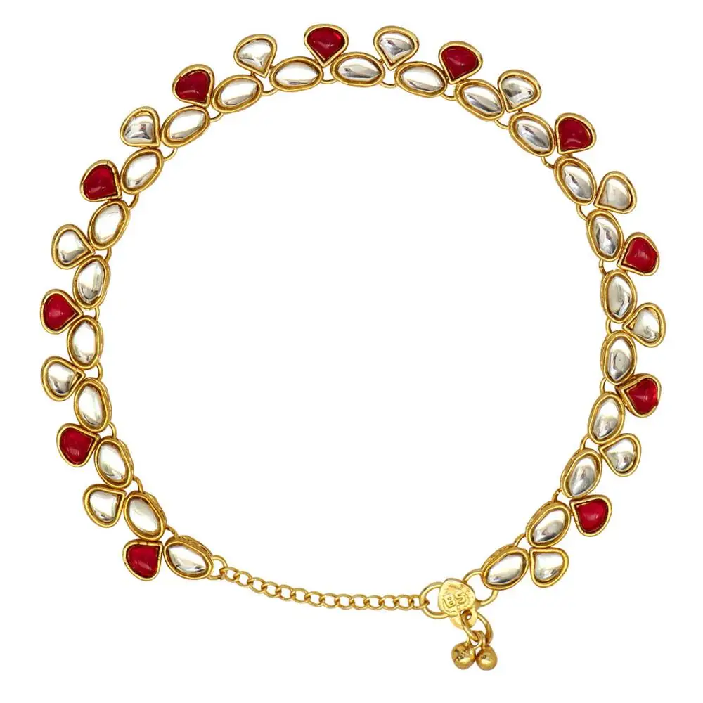 Designer  Indian Jewelry Rani Color Kundan Anklets for women and girls