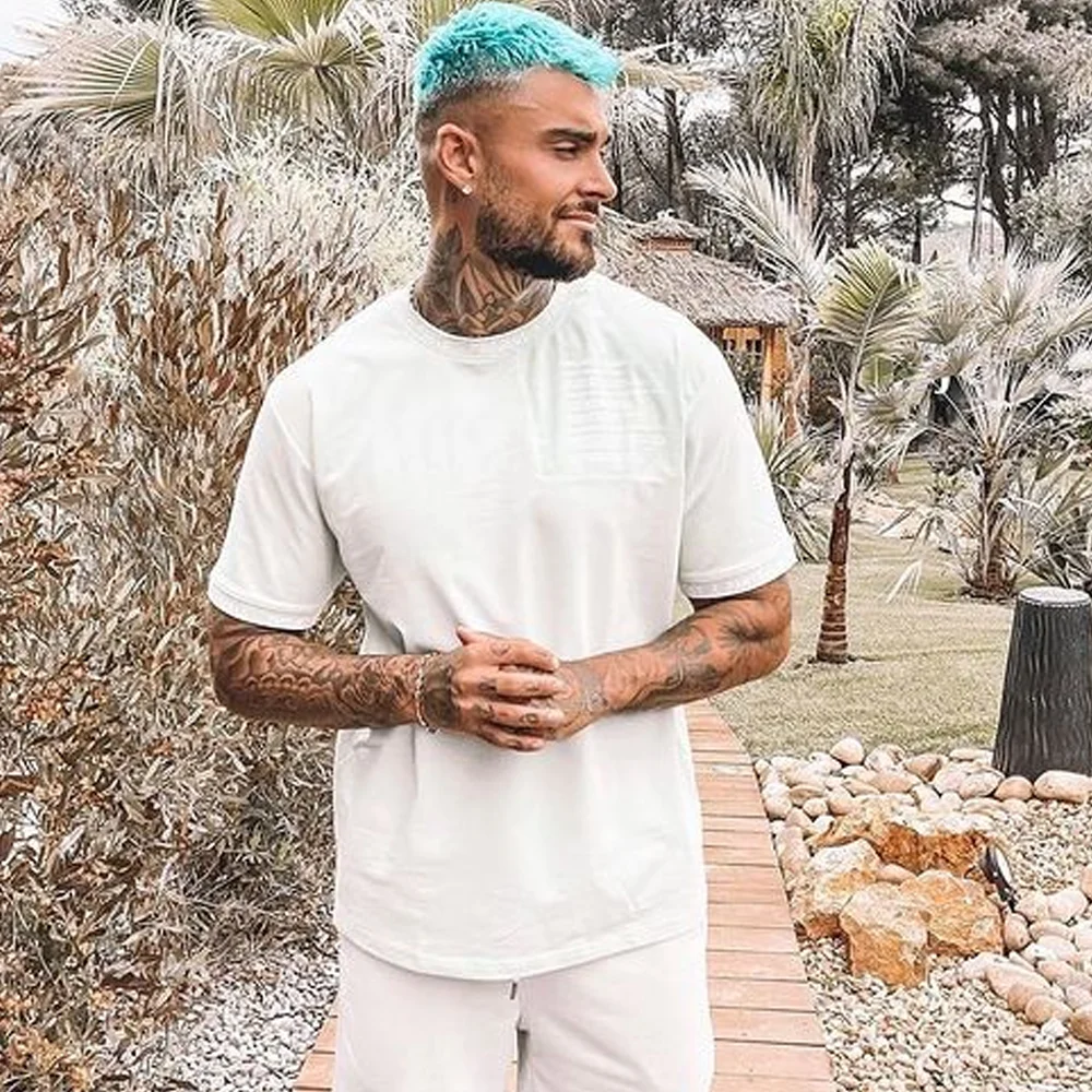 Wholesale stylish t shirts gym workout with your custom logo and sizes whole sale sets with logo