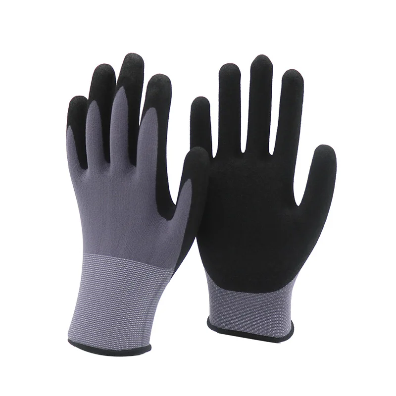  2021 новый стиль Лидер продаж хорошее сцепление нейлоновые вязаные песчаная отделка нитриловые рабочие безопасные промышленные перчатки ручные