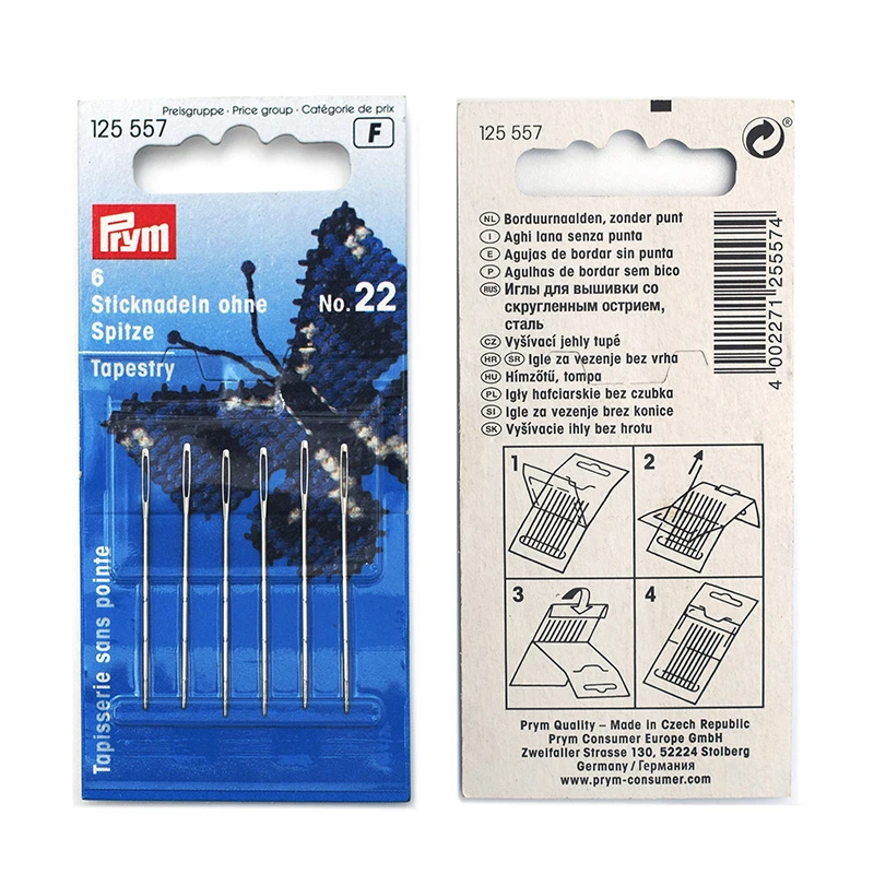 Prym Large-Eye Blunt Sewing Needles, Stainless Steel Yarn Knitting Needles, Crafting Knitting Weaving Needles