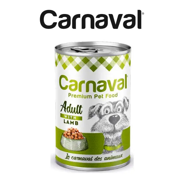 Canned Carnaval Cat Food with Lamb Chunks in Gravy for Pet Adult Cat 400 gr 7,5% Protein 4% Fat (12 PCS)