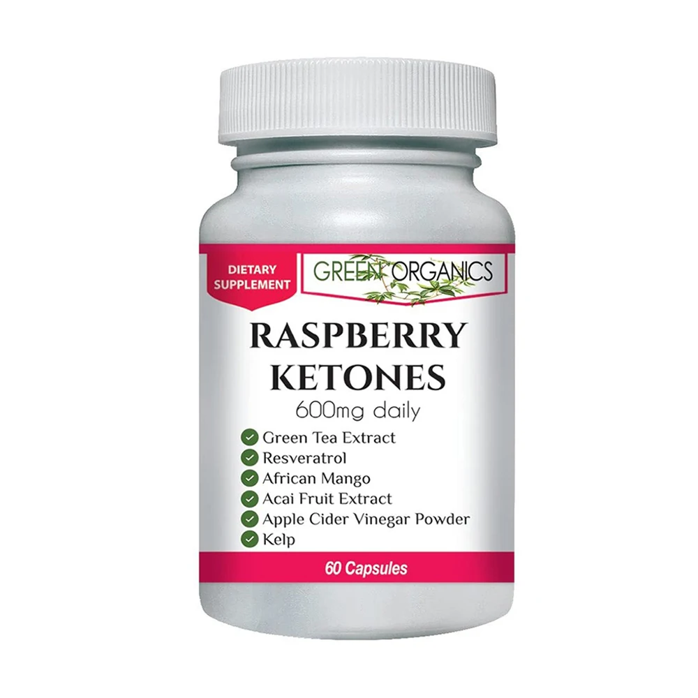 Зеленые органические Малиновые Кетоны, сжигают калории при работе, помогают потери веса, 60 капсул, диетические добавки, продукты для похудения