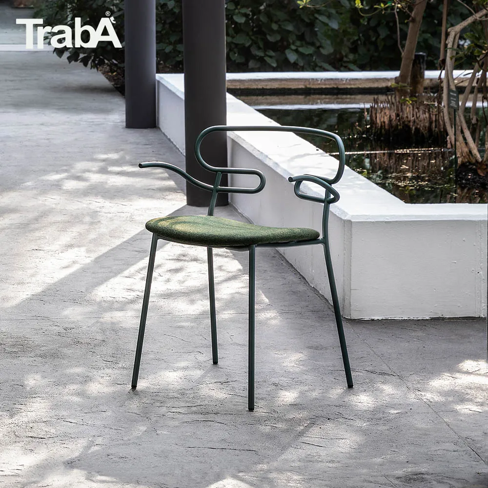 High Quality stackable Armchair metal frame padded seat