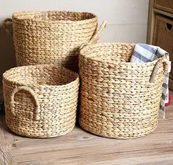 Vietnam Manufacturing Wicker woven planter storage basket wholesale water hyacinth laundry basket dirty clothes bucket