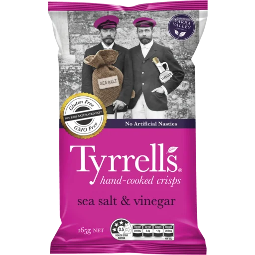 Healthy Tyrrells Sea Salt & Cider Vinegar Crisps potato chips 165g