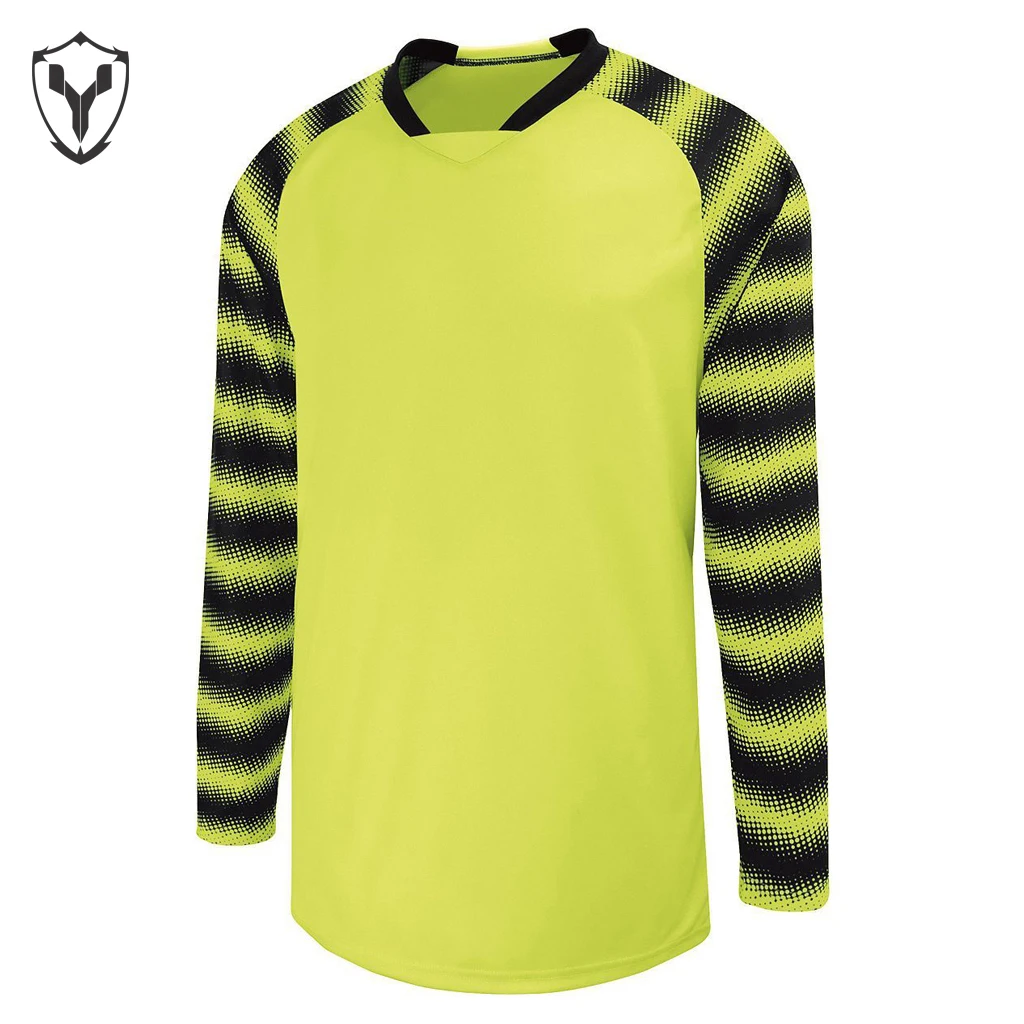 Custom Team Name Number Digital Printed Hot Sale Top Quality Sublimation Round Neck Long Sleeve Soccer Goalkeeper Jersey For Men