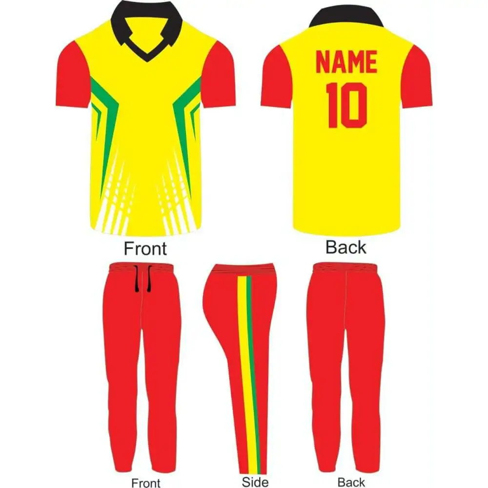 Мужская форма для крикета с сублимационной печатью из 100% ткани interlock 220 GSM 3D