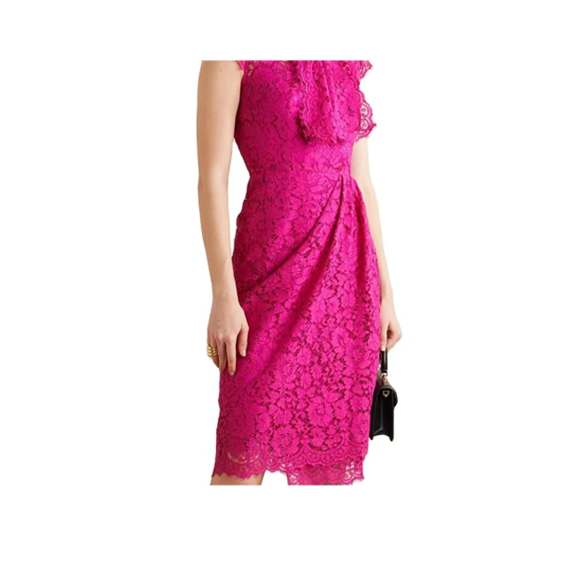 
Cotton Lace Knitting Fabric Pink Dress Top 92% Cotton and 8% Nylon 