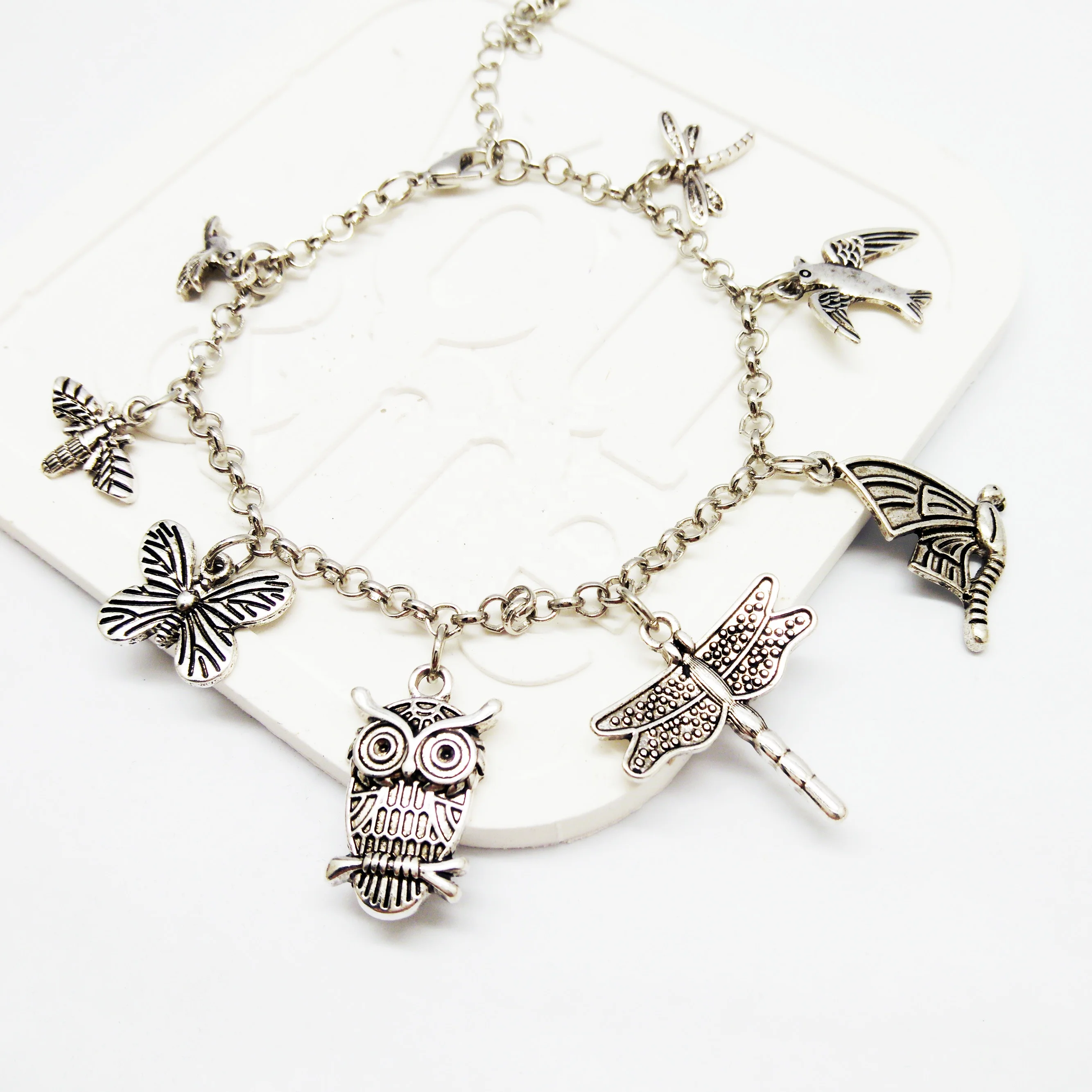 Fashion Butterfly Dragonfly Owl Charms Bracelet