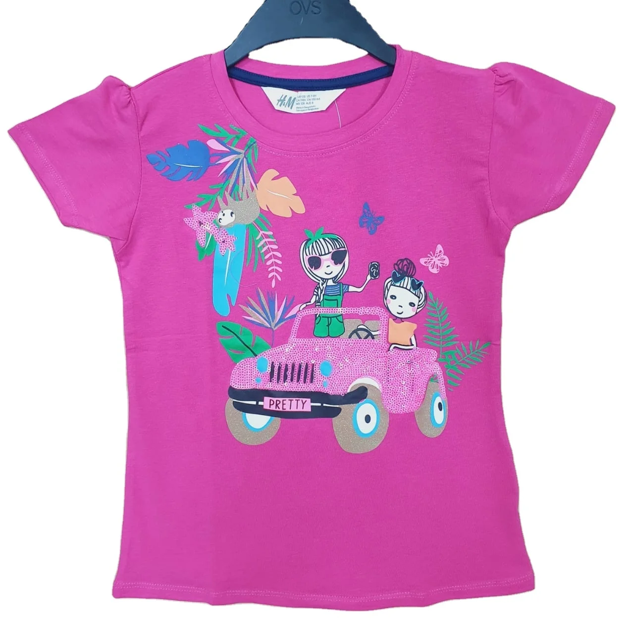 Branded girls spandex fancy sequence t-shirt.