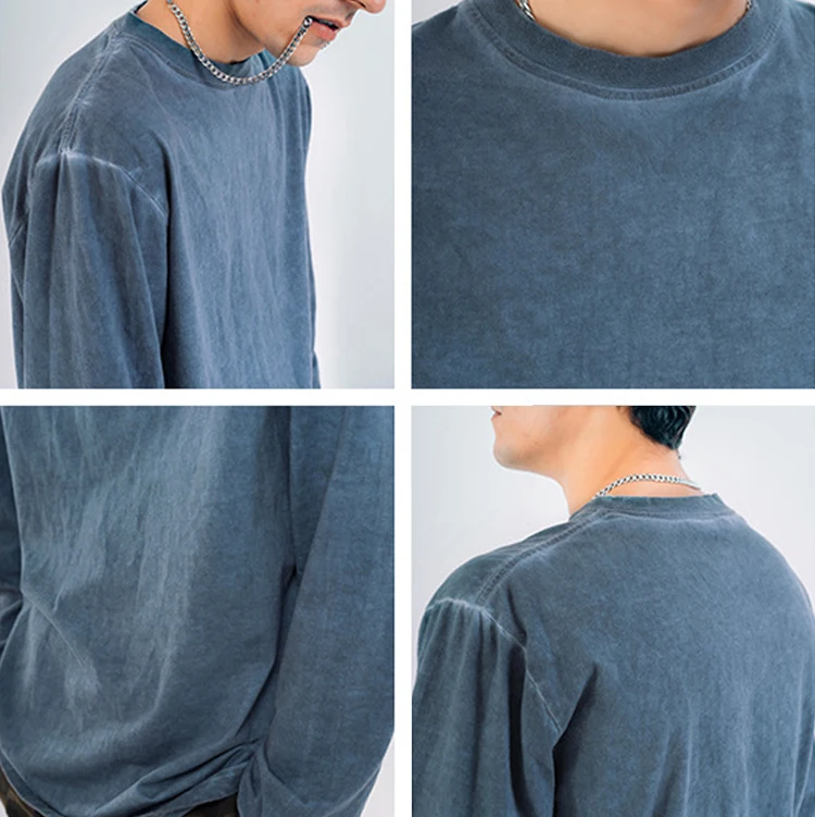 
Custom Vintage Long Sleeve Blank Tshirt Faded T Shirt Longsleeve Washed T-shirt 