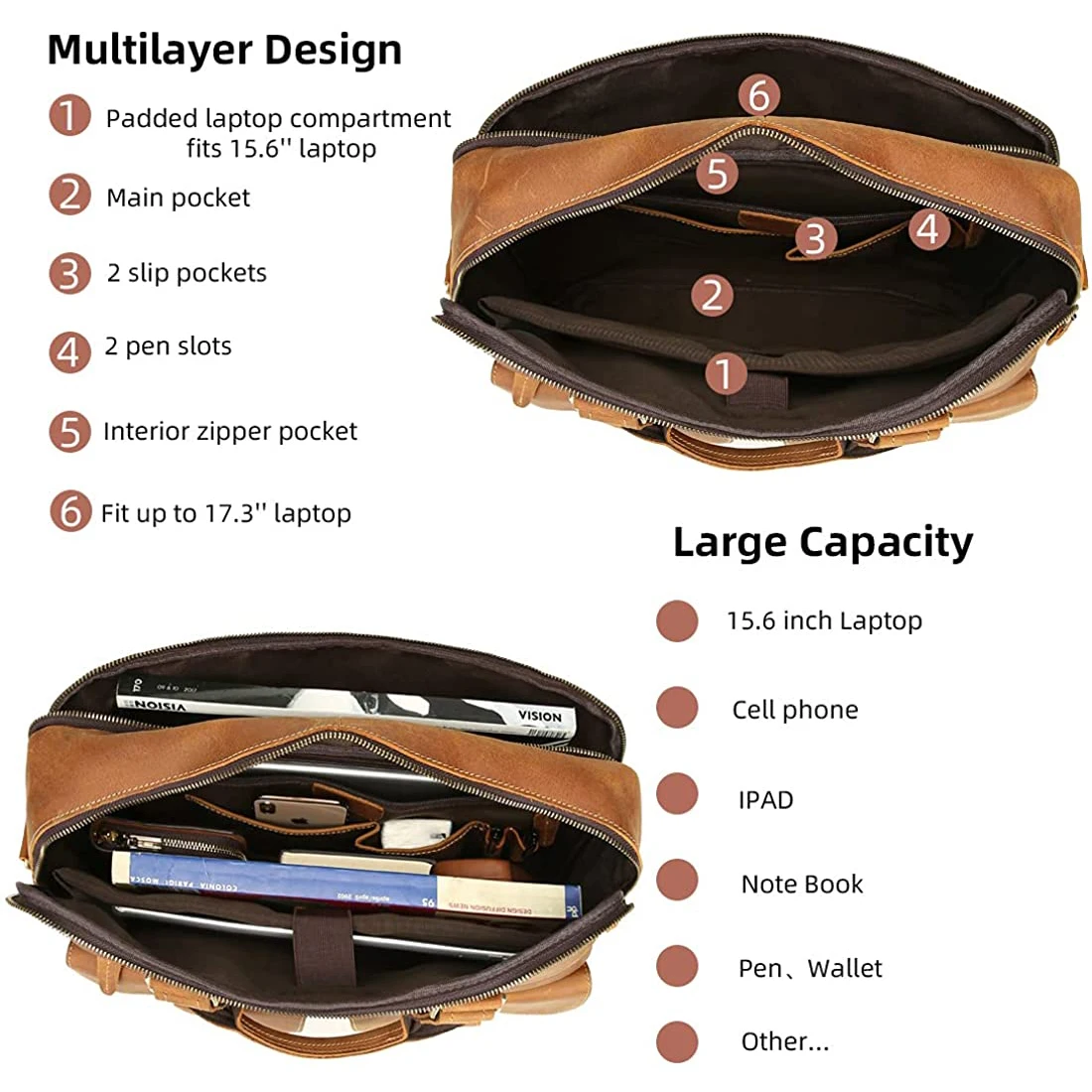 Briefcase for Men Laptop Bag Computer Office Business Bag Shoulder Briefcase Bags by Standard International