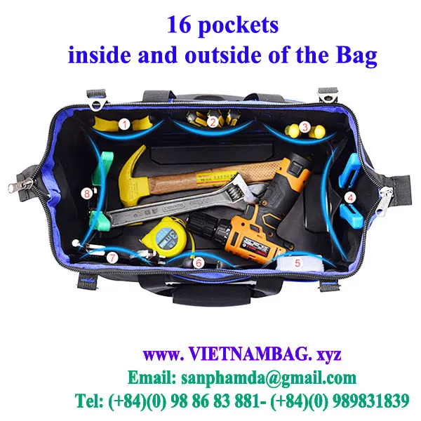 Best Seller From Vietnam Manufacturer OEM Service Customized Logo Polyester Fabric Equipment Tool Bags