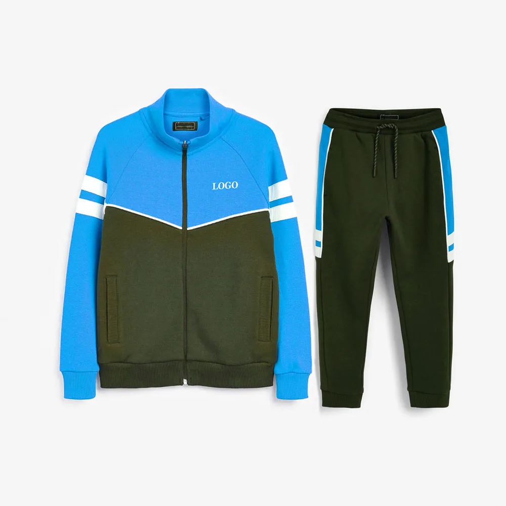 Latest 2021 Color Block Casual Jogging Tracksuit For Boys / Wholesale Latest Design Custom Training Track Suit For Boys